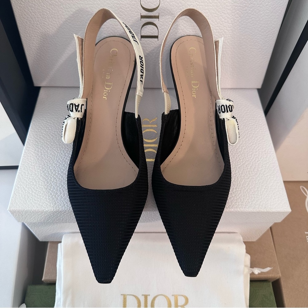 ‼️SOLD‼️Christian Dior J’ADIOR Slingback pump black heels technical fabric black - Picture 8 of 10